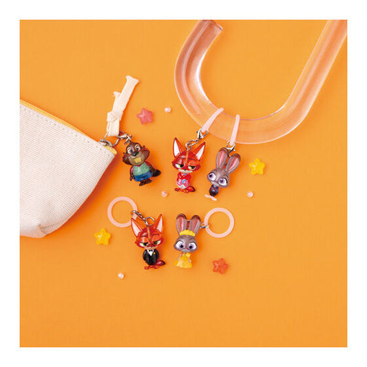 Full lineup of 5 Bandai Zootopia 2 Mejirushi Accessories including Judy Hopps, Nick Wilde, and new sequel characters.