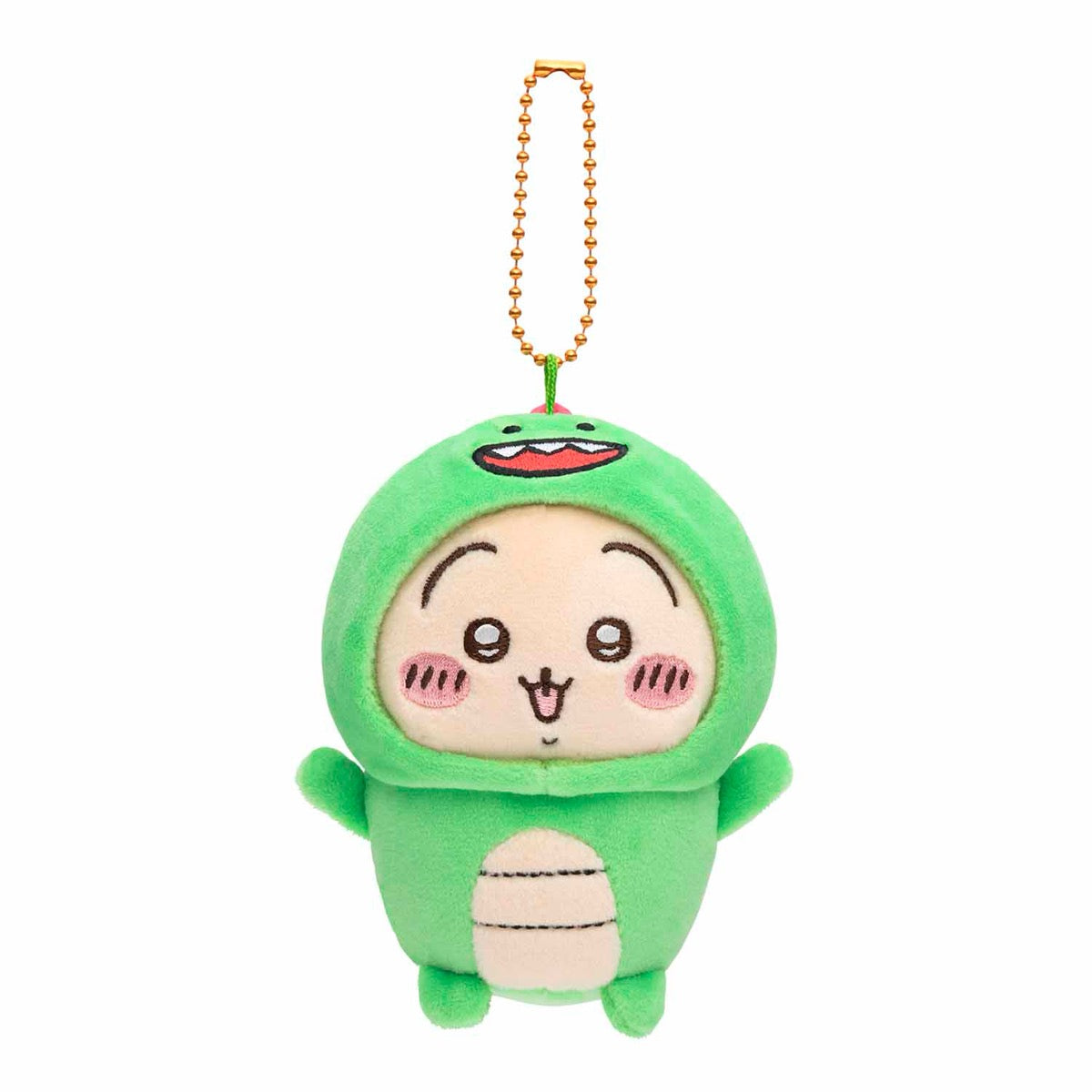 Chiikawa Wearing Kyoryu-kun Costume Mascot Chiikawa H100xW90xD90mm polyester PU plush ball chain, official Gray Parker Service Nagano Characters kawaii collectible gift