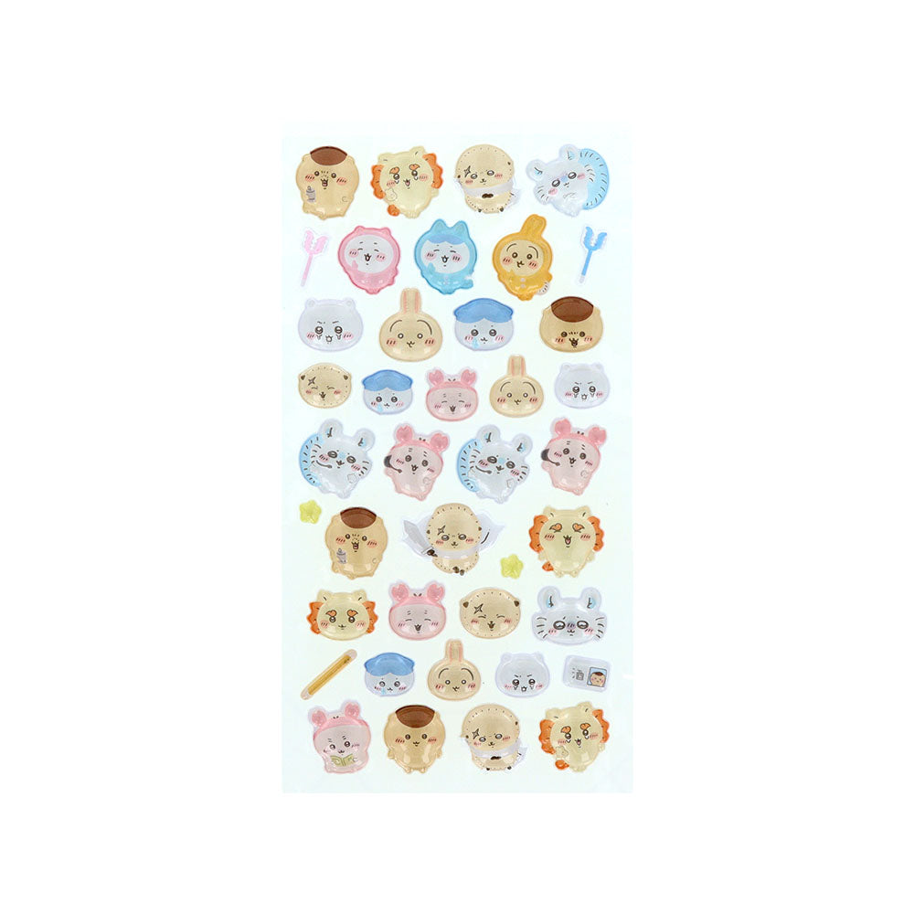 Chiikawa Bonbon Drop 3D Sticker Sheet Everyone Posing H200xW95mm glossy PVC resin-coated puffy stickers all characters, official Sunstar Stationery kawaii collectible