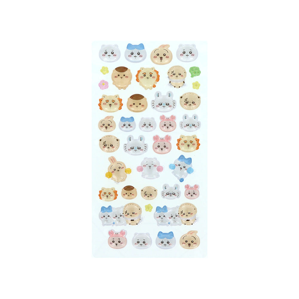 Chiikawa Bonbon Drop 3D Sticker Sheet Everyone Smiling H200xW95mm glossy PVC resin-coated puffy stickers all characters, official Sunstar Stationery kawaii collectible