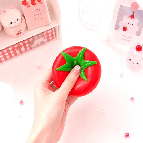 Tomato Crunch Slime -- satisfying crunchy tomato-shaped slime stress relief sensory toy kawaii food design