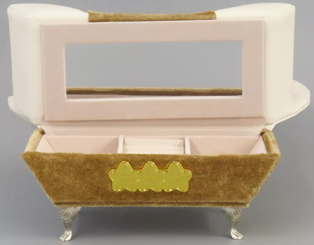 Chiikawa sofa-shaped jewelry box in white — approx. 25cm wide with sofa-textured exterior, opens for accessory storage, official kawaii collectible