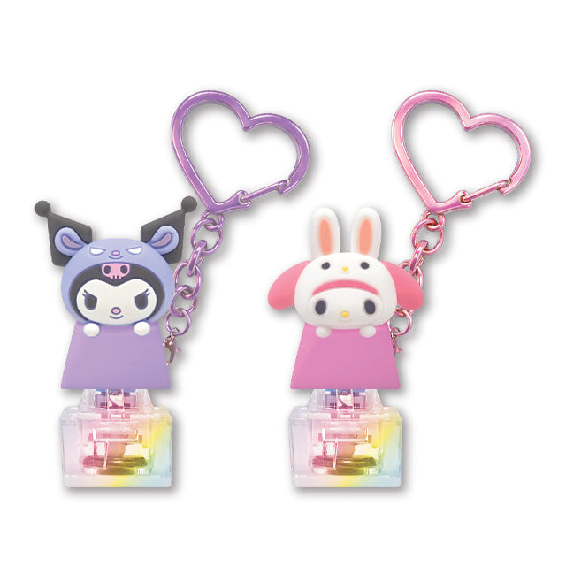 Sanrio Characters Peek-a-Boo Keycap LED Clicky Keychain — keyboard keycap with Sanrio character inside, LED light and click, random official Sanrio keychain