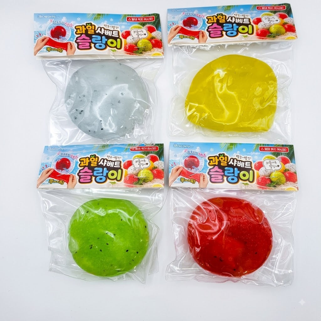 Fruit Sherbet Squishy Slime random blind -- satisfying soft sherbet textured fruit shaped slime stress relief sensory toy kawaii