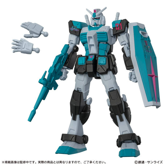 Bandai Gundam Capsule Action Hatsune Miku Color Ver. complete box β 4 articulated figures including RX-78 Gundam and Char's Zaku in Miku teal coloring and clear green versions