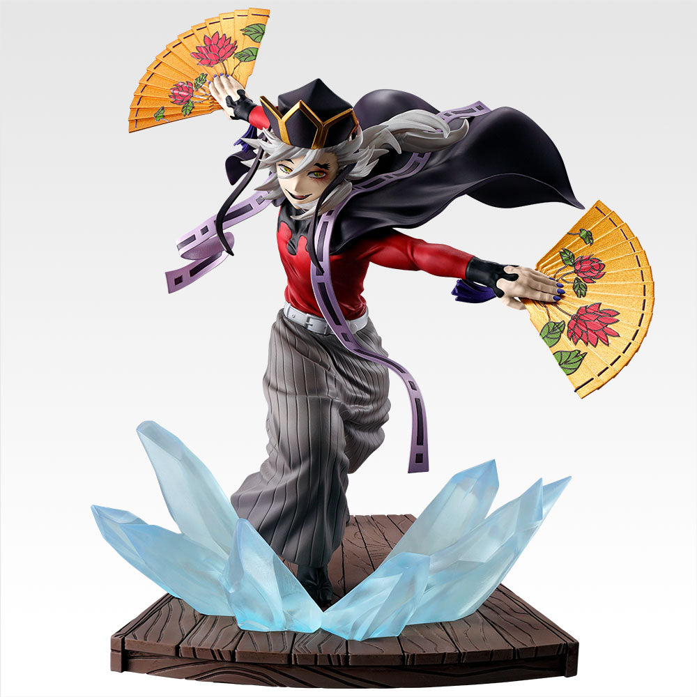Ichiban Kuji Demon Slayer A Sister’s Revenge Doma figure holding golden fans with a sinister smile