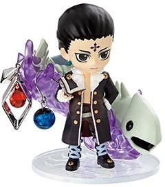 Action figure with black hair and a white outfit, holding a book, on a white background