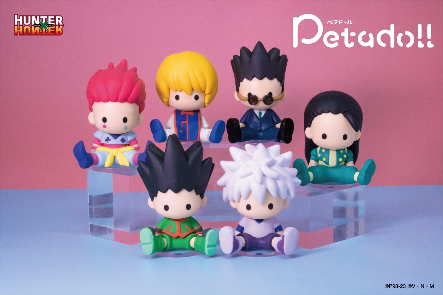 Hunter x Hunter petadoll Hunter Exam Arc -- Gon Killua Kurapika Leorio Hisoka Illumi approx. 6cm sitting pose chibi figures, official Re-Ment collectible gift