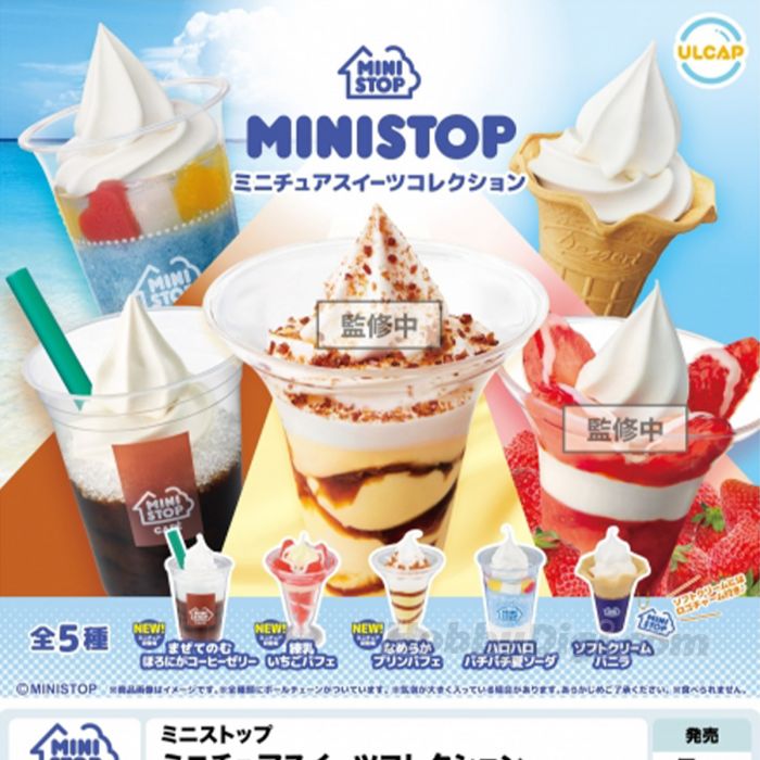 MINISTOP Miniature Sweets Collection β realistic dessert mini figures featuring parfaits, soft serve cones, and drinks inspired by MINISTOPβs popular sweets lineup.