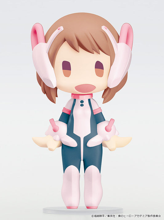 My Hero Academia HELLO! GOOD SMILE Ochaco Uraraka chibi figure — approx. 100mm Uravity in hero costume with movable neck joint, official Good Smile Company collectible gift