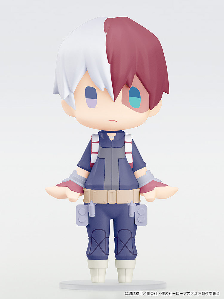 My Hero Academia HELLO! GOOD SMILE Shoto Todoroki chibi figure — approx. 100mm half-cold half-hot hero in signature costume with movable neck joint, official Good Smile Company collectible gift