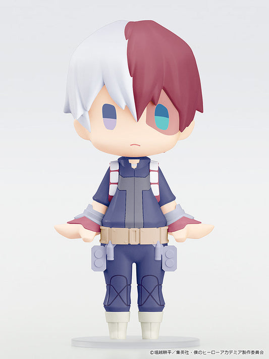 My Hero Academia HELLO! GOOD SMILE Shoto Todoroki chibi figure — approx. 100mm half-cold half-hot hero in signature costume with movable neck joint, official Good Smile Company collectible gift