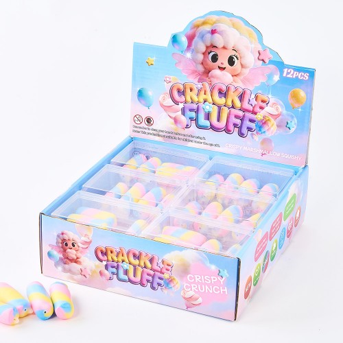 Rainbow Cake Wax Crunch -- satisfying crunchy wax textured rainbow cake shaped sensory stress relief toy kawaii