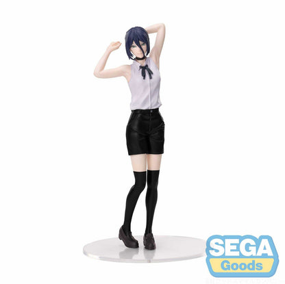 Sega High Premium Figure Reze from Chainsaw Man Reze Arc — approx. 18cm standing figure in white sleeveless blouse, black shorts and knee-high socks, casual pose