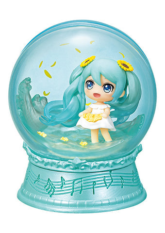 Full set of 4 Re-Ment Hatsune Miku Scenery Dome figures representing Spring, Summer, Fall, and Winter themes.