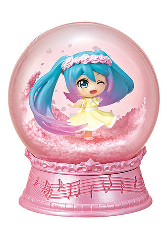 Full set of 4 Re-Ment Hatsune Miku Scenery Dome figures representing Spring, Summer, Fall, and Winter themes.