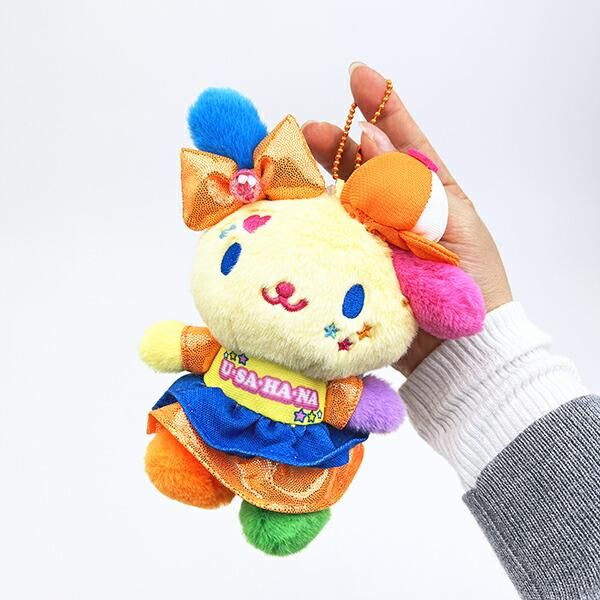 Vivid Y2K Kawaii Mascot Plush Keychain — bold retro 2000s style character bag charm, colorful kawaii accessory
