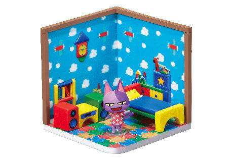 Colorful toy room with a character standing on a puzzle floor