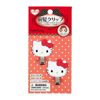 Hello Kitty Mini Bangs Clip set of 2 — compact ABS resin hair clip left and right facing, official Sanrio Japan kawaii hair accessory