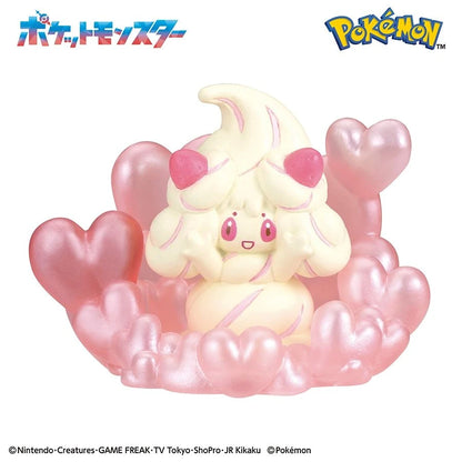 Pokemon Bikkura Tamago Surprise Bath Popping Sweet Moments — pink Monsterball bath bomb packaging featuring Espeon, includes random mascot figure and display stand