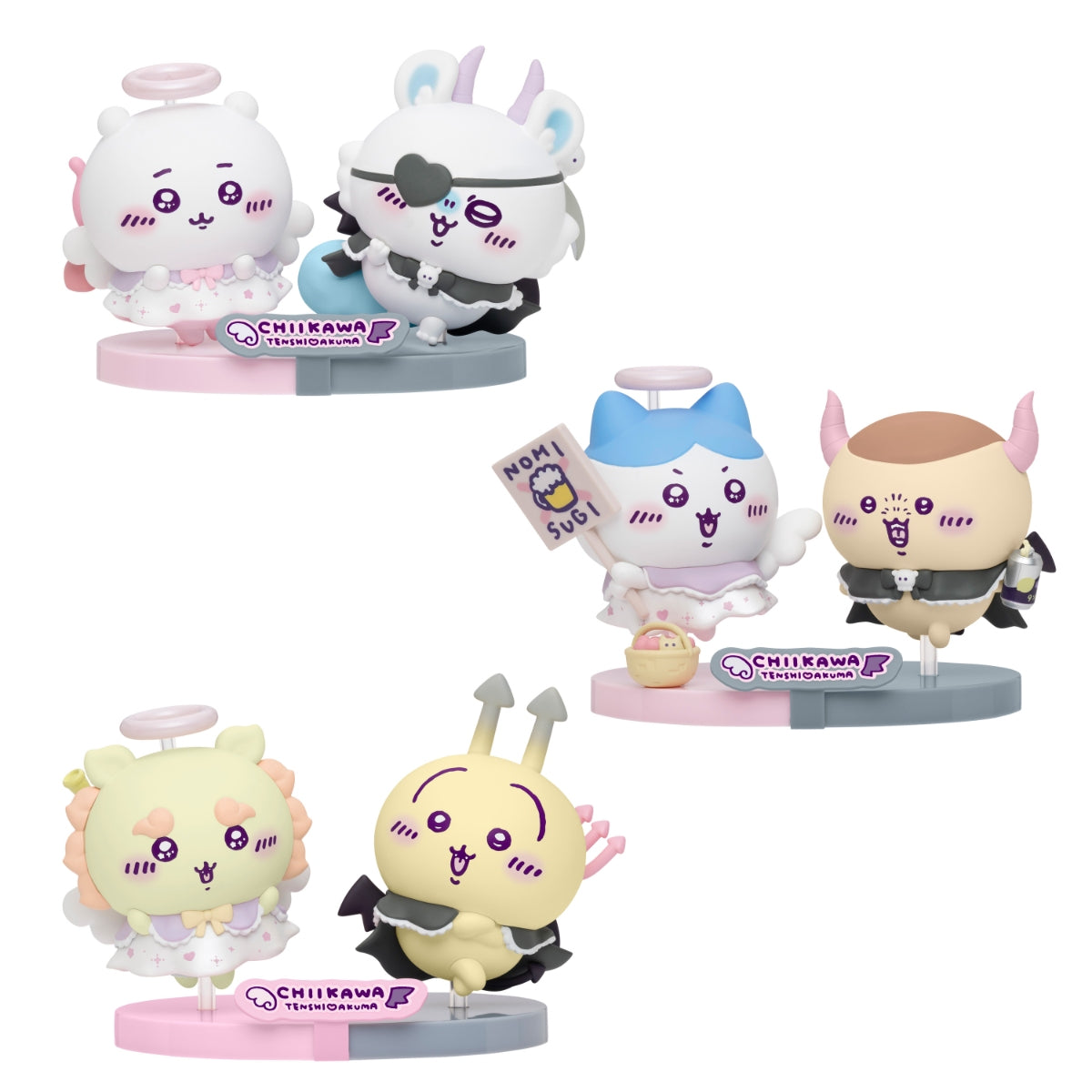 Chiikawa GPSBOX Angel & Devil Figure blind box -- 6 types angel and devil Chiikawa characters with interlocking bases, official collectible gift