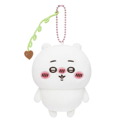 Chiikawa Slightly Tipsy Plush Mascot -- flushed cheeks tipsy expression with heart chocolate, official Chiikawa Market kawaii collectible gift
