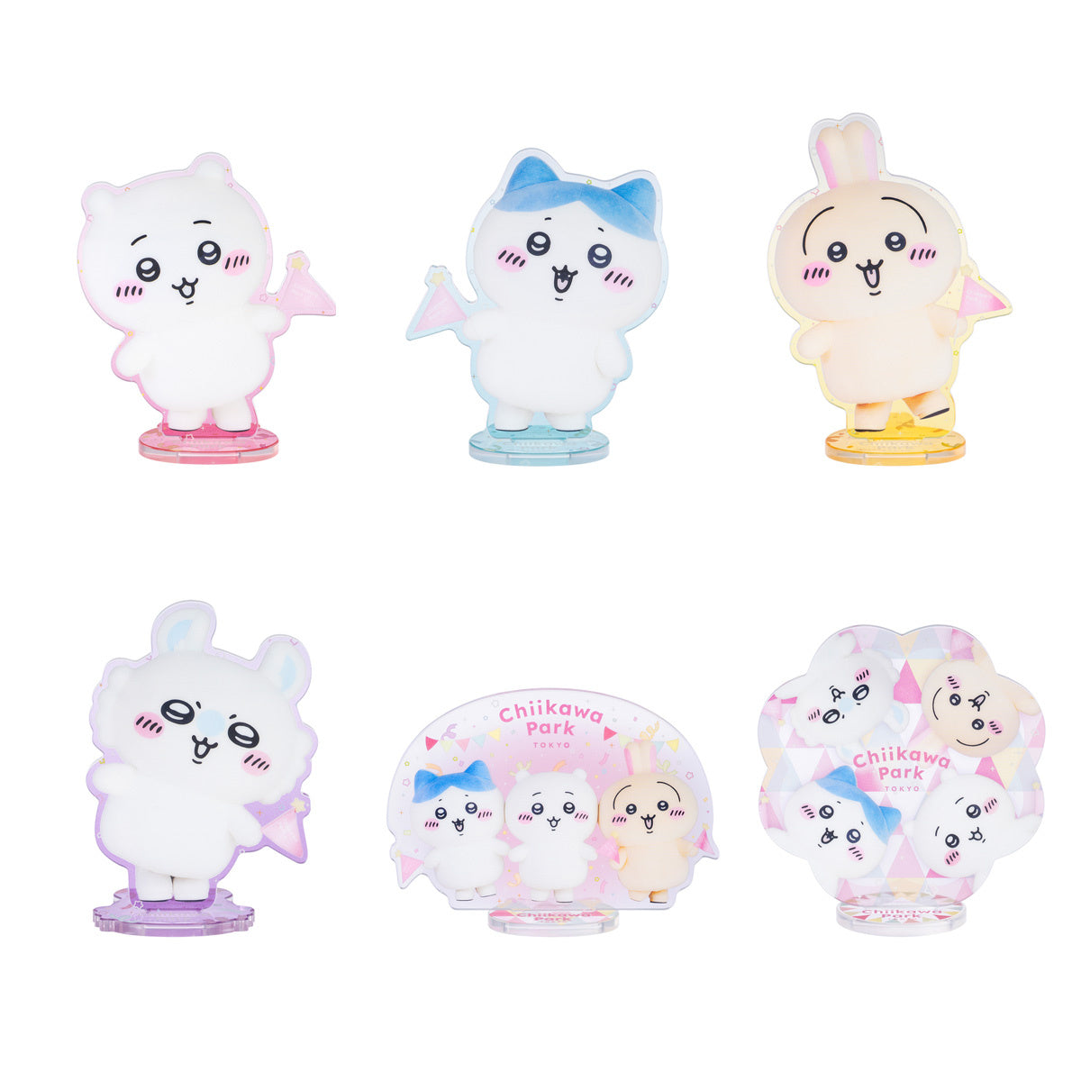 Chiikawa Park Special Photo Everyone Trading Acrylic Stand blind H77xW75xD38mm 6 types group photo acrylic, official Gray Parker Service kawaii collectible gift