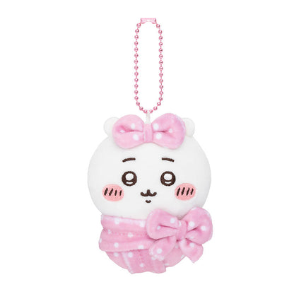 Chiikawa Kyutt Okurumi Puchi Mini Mascot Chiikawa swaddled wrap pose approx. H120mm with ball chain, official Gray Parker Service kawaii collectible gift