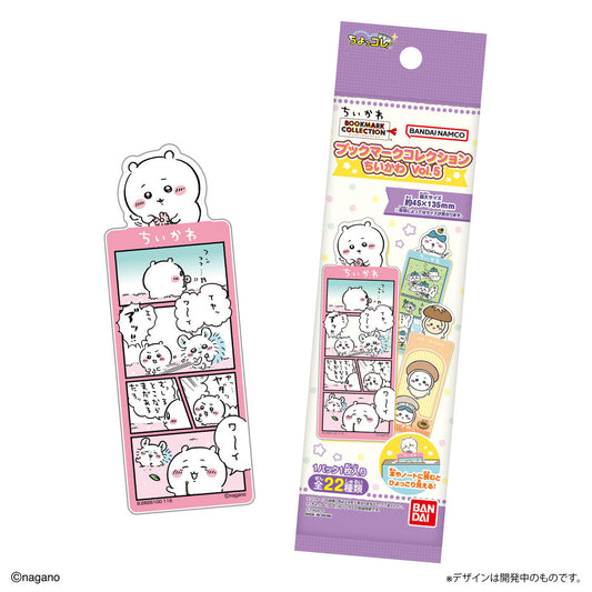 Chiikawa Bookmark Collection Vol. 5 blind pack — 45×135mm clear full-color bookmark featuring Chiikawa manga panel design, official Bandai collectible