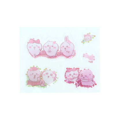 Chiikawa Puni-Shaka Shaker Stickers Sakura Pink — jiggly liquid shaker stickers with Chiikawa characters, official Sunstar Stationery Japan