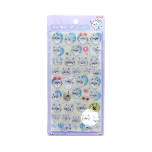 Chiikawa Bonbon Drop 3D Sticker Sheet Momonga H200xW95mm glossy PVC resin-coated puffy stickers, official Sunstar Stationery kawaii collectible