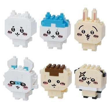 Chiikawa Nanoblock Mininano blind box — 6 buildable mini figures including Chiikawa, Hachiware and Usagi, official Kawada Japan