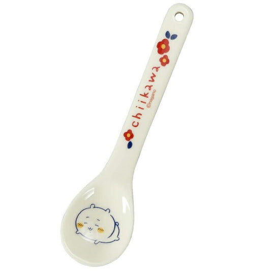 Chiikawa Flower Garden Ceramic Spoon — 130mm ceramic spoon with Chiikawa character floral design, official Yamaka Shoten Made in Japan