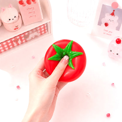Tomato Crunch Slime -- satisfying crunchy tomato-shaped slime stress relief sensory toy kawaii food design