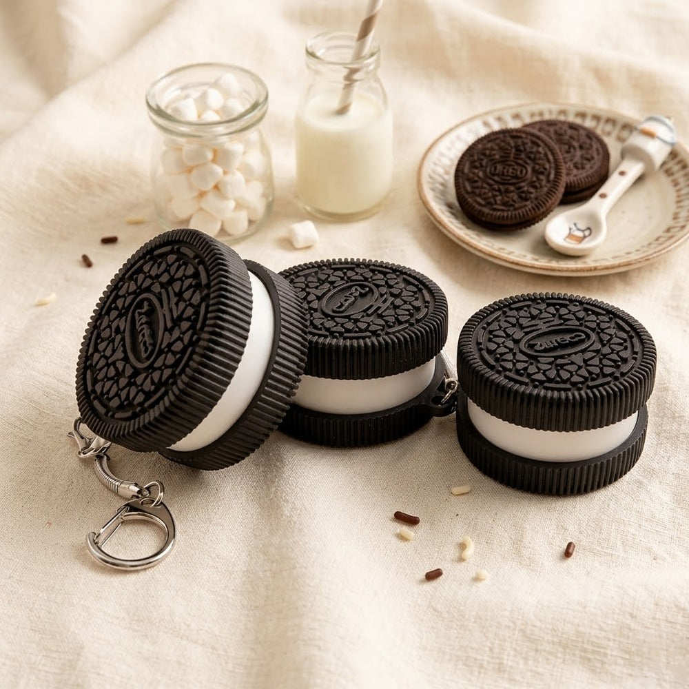 Chocolate Cookie Clicky Bubble Keychain — pop-it style chocolate cookie shaped clicky bag charm, kawaii novelty keychain