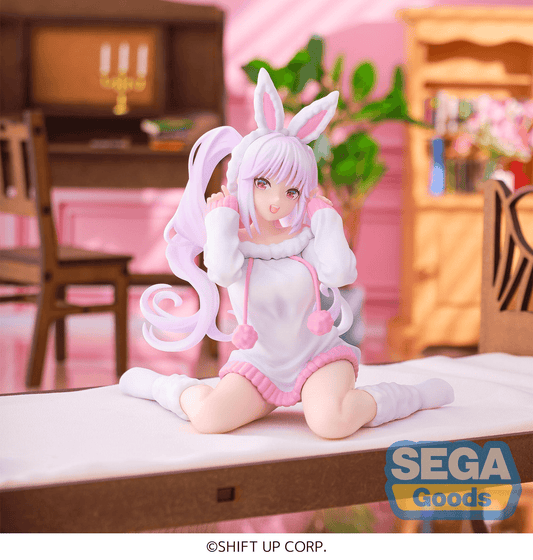 GODDESS OF VICTORY NIKKE Alice Yumemirize figure approx. W110xH100mm sitting in bunny sweater, official SEGA collectible gift