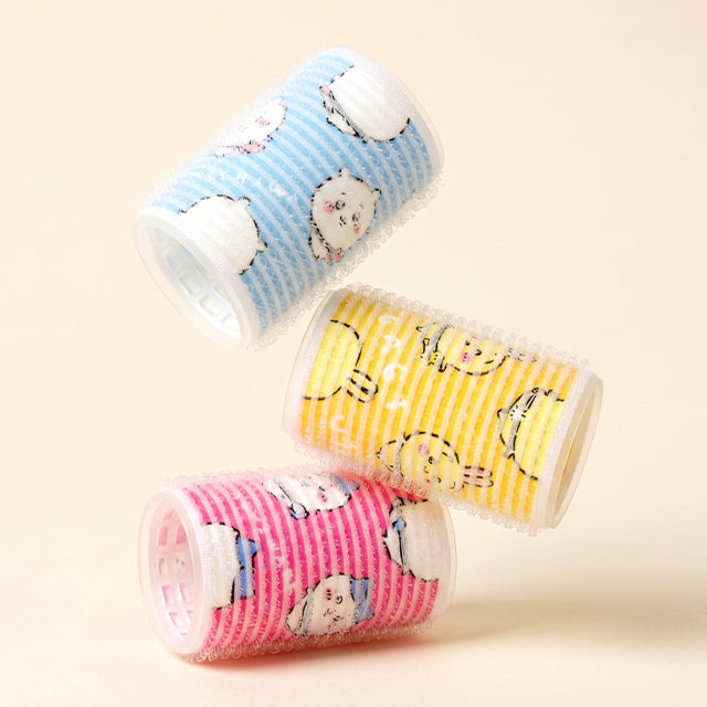Chiikawa Hair Roll Set 3 pieces -- kawaii Chiikawa character printed hair rollers set of 3 beauty accessory gift
