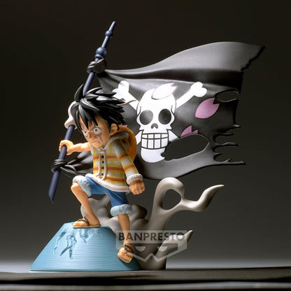 One Piece WCF Log Stories Monkey D. Luffy figure approx. 7cm iconic scene, official Banpresto Bandai Spirits collectible gift