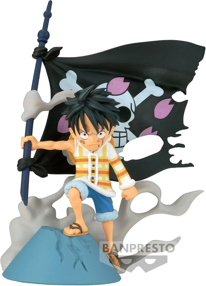 One Piece WCF Log Stories Monkey D. Luffy figure approx. 7cm iconic scene, official Banpresto Bandai Spirits collectible gift