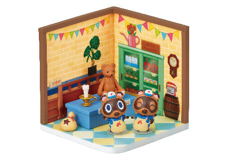 Full set of 6 Re-Ment Animal Crossing Happy Room miniature dioramas featuring Timmy & Tommy, Isabelle, Brewster, Marshal, Bob, and Whitney.