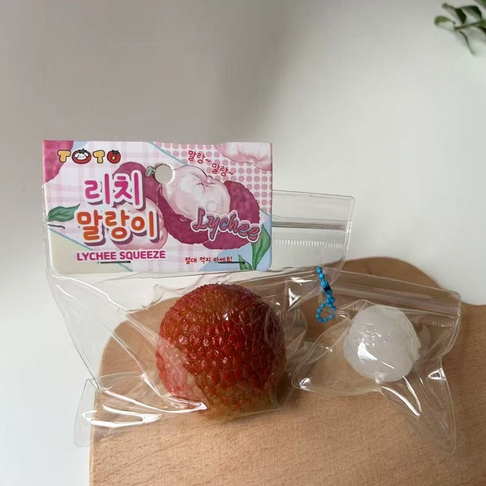 Tropical Fruit Lychee Squishy -- soft slow-rising lychee shaped stress relief squeeze toy kawaii desk toy