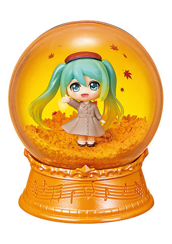Full set of 4 Re-Ment Hatsune Miku Scenery Dome figures representing Spring, Summer, Fall, and Winter themes.