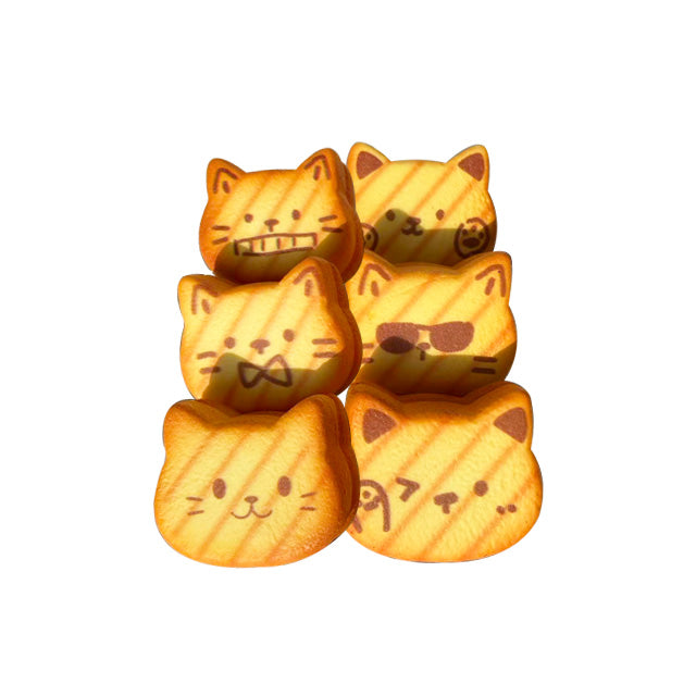 Nyang Nyang Cat Bread Squishy — slow-rising foam squishy cat bread stress relief toy, kawaii desk toy gift