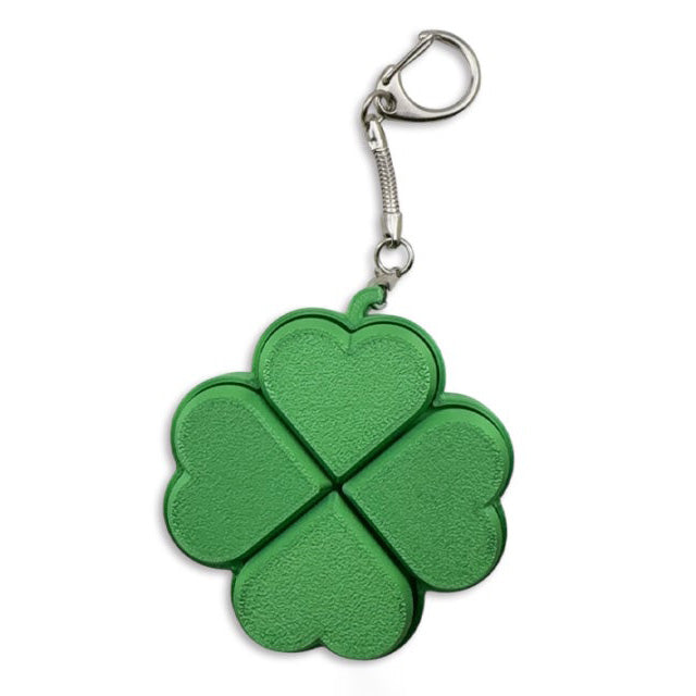 Four Leaf Clover Clicky Bubble Keychain — pop-it style lucky clover shaped clicky bag charm, kawaii novelty keychain