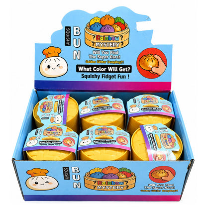 Rainbow Mystery Dumpling Squishy blind random -- soft dumpling snack shaped slow-rising squeeze toy kawaii stress relief