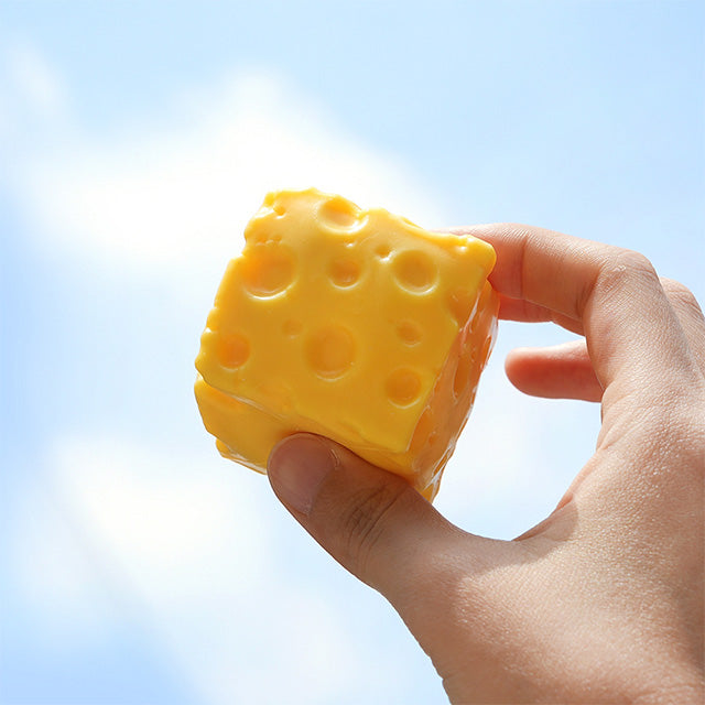 Cheese Crunch Slime -- satisfying crunchy cheese textured slime stress relief sensory toy kawaii food design