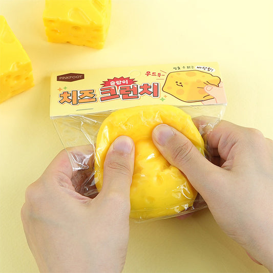 Cheese Crunch Slime -- satisfying crunchy cheese textured slime stress relief sensory toy kawaii food design