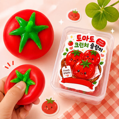 Tomato Crunch Slime -- satisfying crunchy tomato-shaped slime stress relief sensory toy kawaii food design