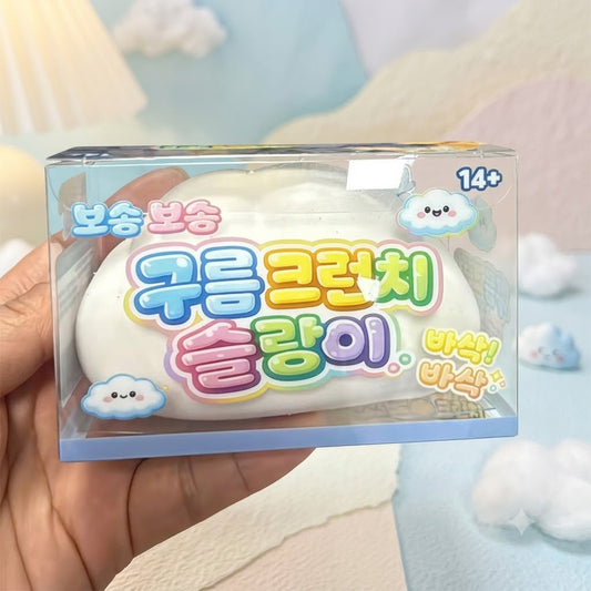 Cloud Crunch Squishy Slime -- satisfying crunchy cloud shaped slime stress relief sensory toy kawaii design