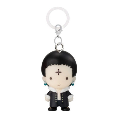 Keychain with a character in black and white attire on a white background